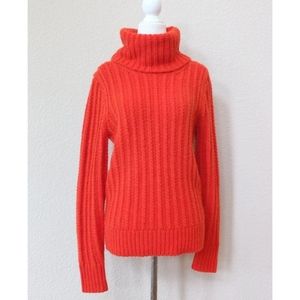 Banana Republic orange wool and alpaca blend chunky turtleneck sweater